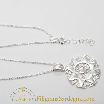 Collana con ciondolo stella e cuore in filigrana d'argento