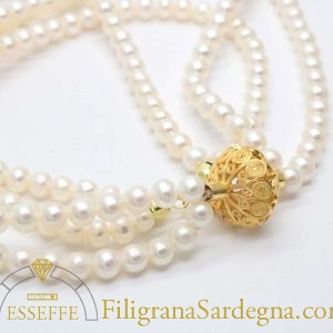 Collana di perle con chiusura in oro bianco - Gioielli Sardi Filigrana  Sardegna - Esseffe Dorgali Laboratorio Orafo Francesco Serra