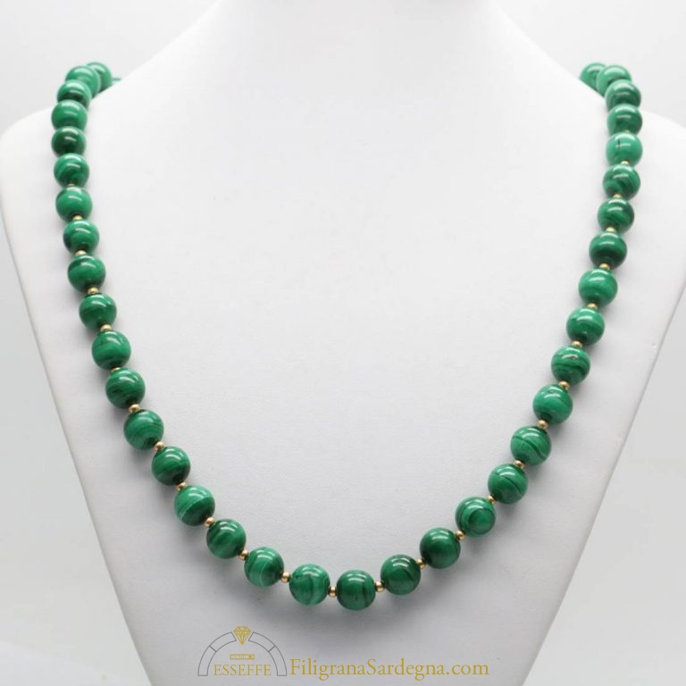 Collana Perle Malachite Verde Collana Di Perle In Malachite Naturale 8/10/12 Mm - Lunghezza Regolabile 18-36", Fatto A Mano Collana Perle 8mm 10mm 12mm - Foto 7