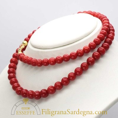 Collana di corallo rosso (6 mm diametro)