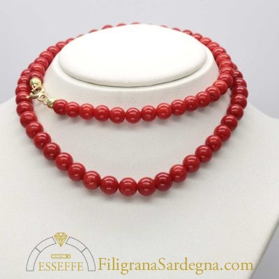 Collana di corallo rosso (6 mm diametro)