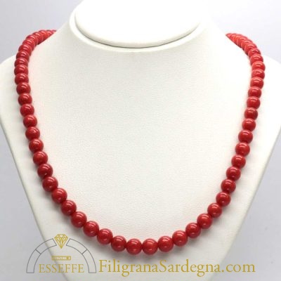 Collana di corallo rosso (6 mm diametro)