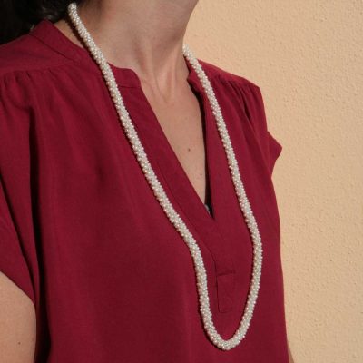Collana di perle d’acqua dolce con lavorazione tessito