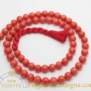 Collana in corallo rosso salmone 8 mm 1°scelta extra