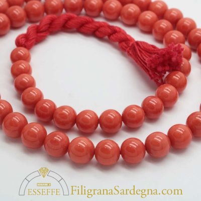 Collana in corallo rosso salmone 8 mm 1°scelta extra