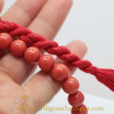 Collana in corallo rosso salmone 8 mm 1°scelta extra