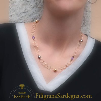 Collana in oro con ametiste