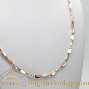 Collana in oro rosso e bianco