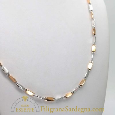 Collana in oro rosè e bianco