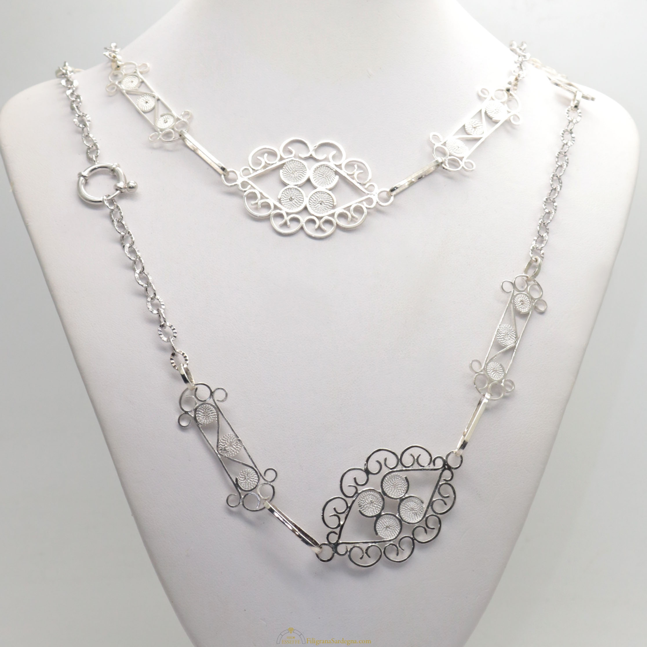 Elli Collana Donna Con Ciondoli In Filigrana - Argento Sterling 925 Placcato Oro - 45 Cm, Fatta A Mano