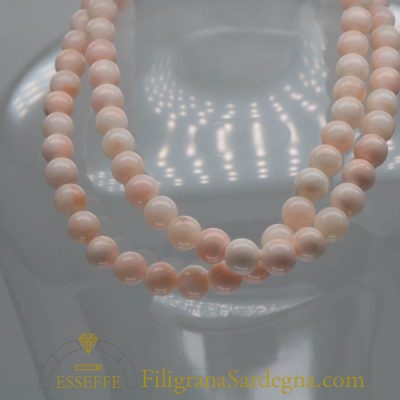 Collana sfere di corallo rosa tenue