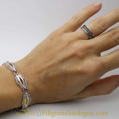 Coppia fedi in argento realizzate a mano con filigrana a tutto giro