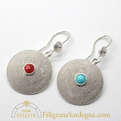 Corbule d’argento con turchese o corallo