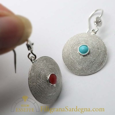 Corbule d’argento con turchese o corallo