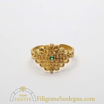 Fede sarda in oro con smeraldo