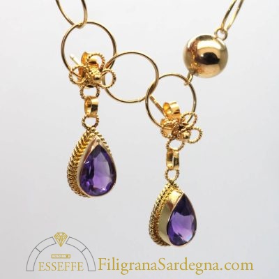 Gocce d’ametista e filigrana d’oro