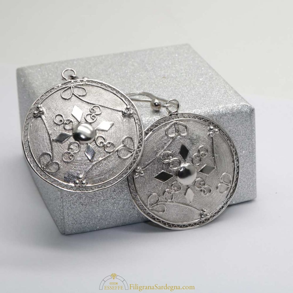 Orecchini A Bottone In Argento 925 Con Abalone - Filigrana Floreale Vintage, Ipoallergenici, Regalo In Confezione Con Panno Lucidante