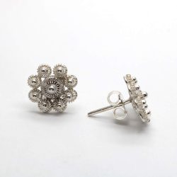 Orecchini Sardi In Argento 925 Con Ciondolo Su Coccu In Onice E Filigrana Nido D'Ape, Chiusura Ad Amo