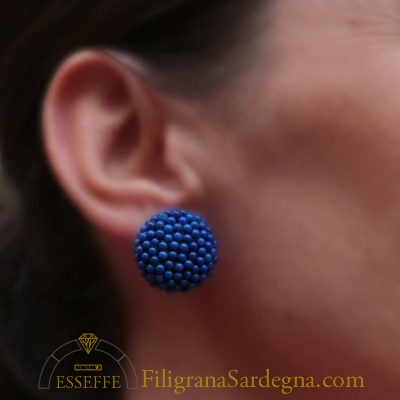 Orecchini argento con sfere di lapis o turchese "tessito"