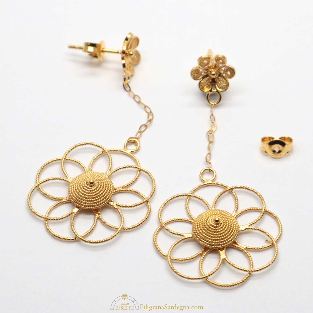 Orecchini A Spirale Mandala Bohémien In Oro | Cerchio In Filigrana A Cuore Per Donna | Gioielli Etnici Fatti A Mano