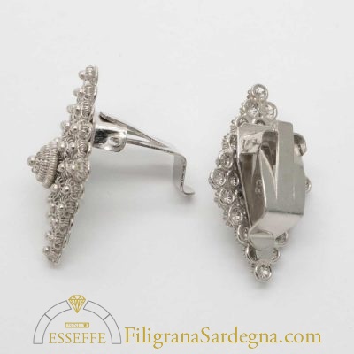 Orecchini argento con nido d’ape e rombo a clips