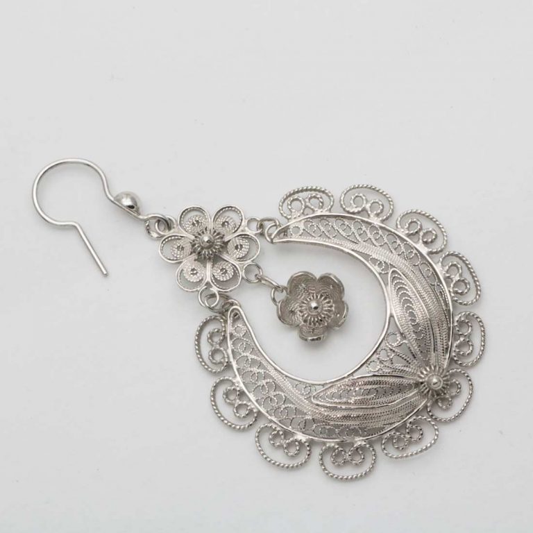 Orecchini Pendenti A Goccia In Filigrana Vintage, Doppio Cerchio Vuoto Con Fiore, Gioielli Donna Boho In Colore Argento