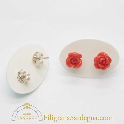 Orecchini argento con rose di corallo o turchese
