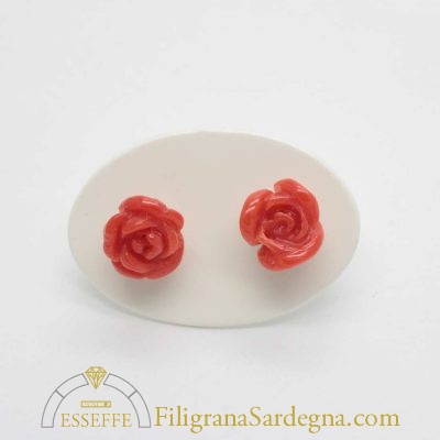 Orecchini argento con rose di corallo o turchese