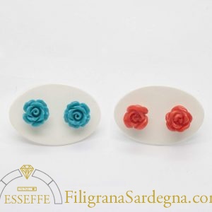 Orecchini argento con rose di corallo o turchese