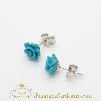 Orecchini argento con rose di corallo o turchese