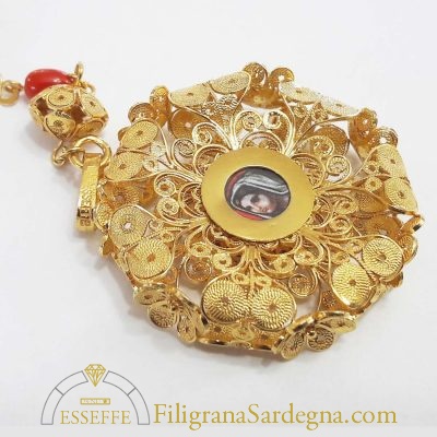 Patena di rosario in oro con 7 cuori